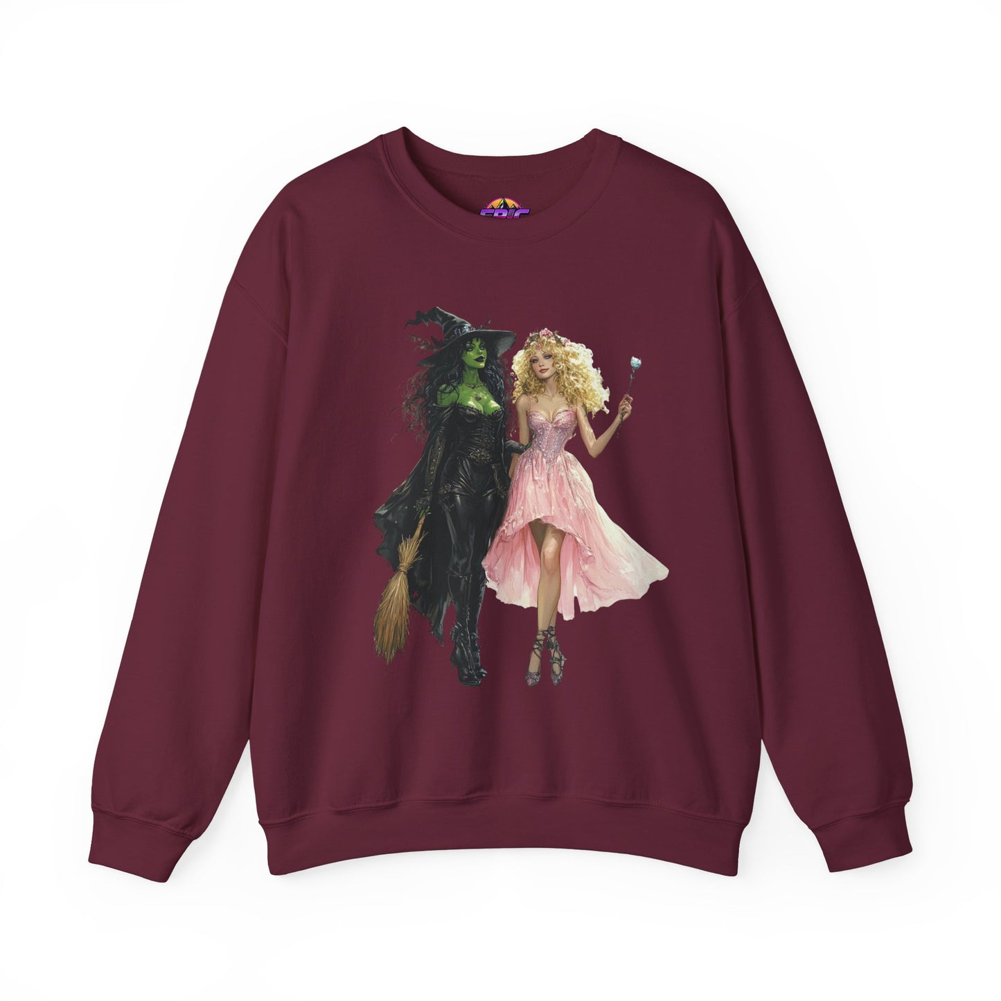 Enchanting Duo Sweatshirt – Elphaba and Glinda-Inspired Art Heavy Blend™ Crewneck Sweatshirt