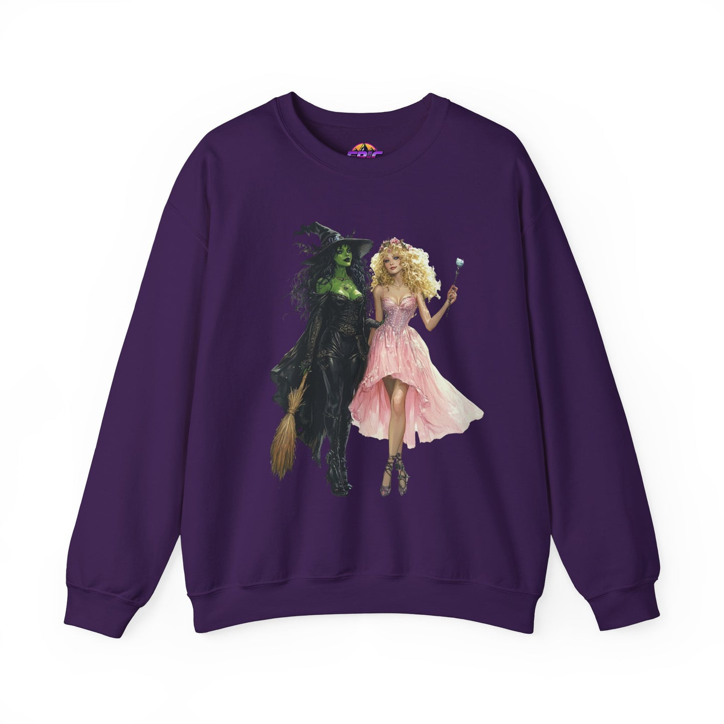 Enchanting Duo Sweatshirt – Elphaba and Glinda-Inspired Art Heavy Blend™ Crewneck Sweatshirt