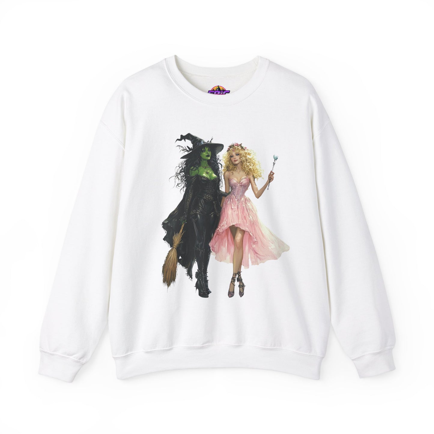 Enchanting Duo Sweatshirt – Elphaba and Glinda-Inspired Art Heavy Blend™ Crewneck Sweatshirt