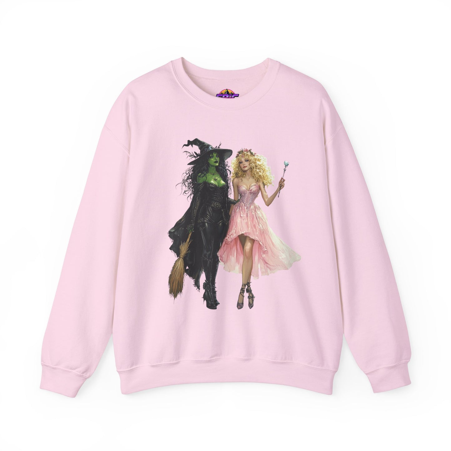 Enchanting Duo Sweatshirt – Elphaba and Glinda-Inspired Art Heavy Blend™ Crewneck Sweatshirt