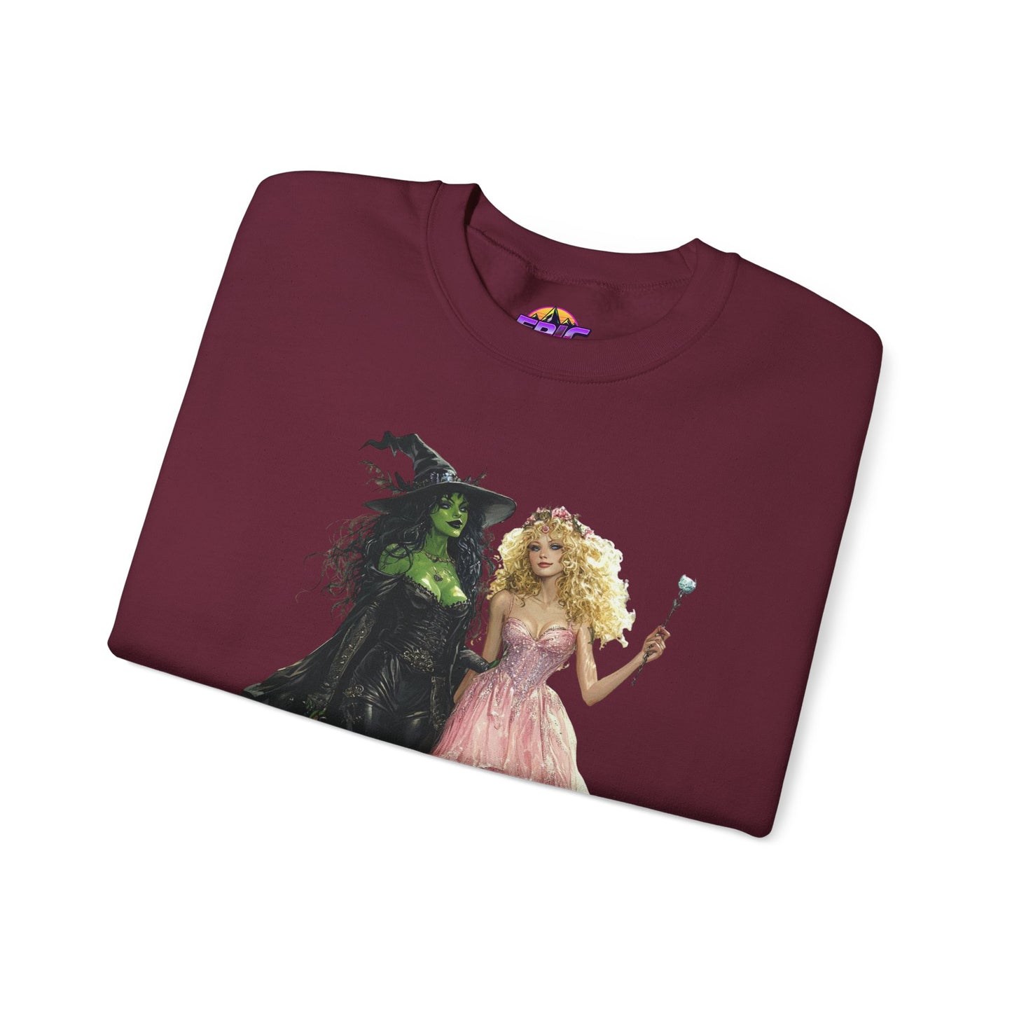 Enchanting Duo Sweatshirt – Elphaba and Glinda-Inspired Art Heavy Blend™ Crewneck Sweatshirt