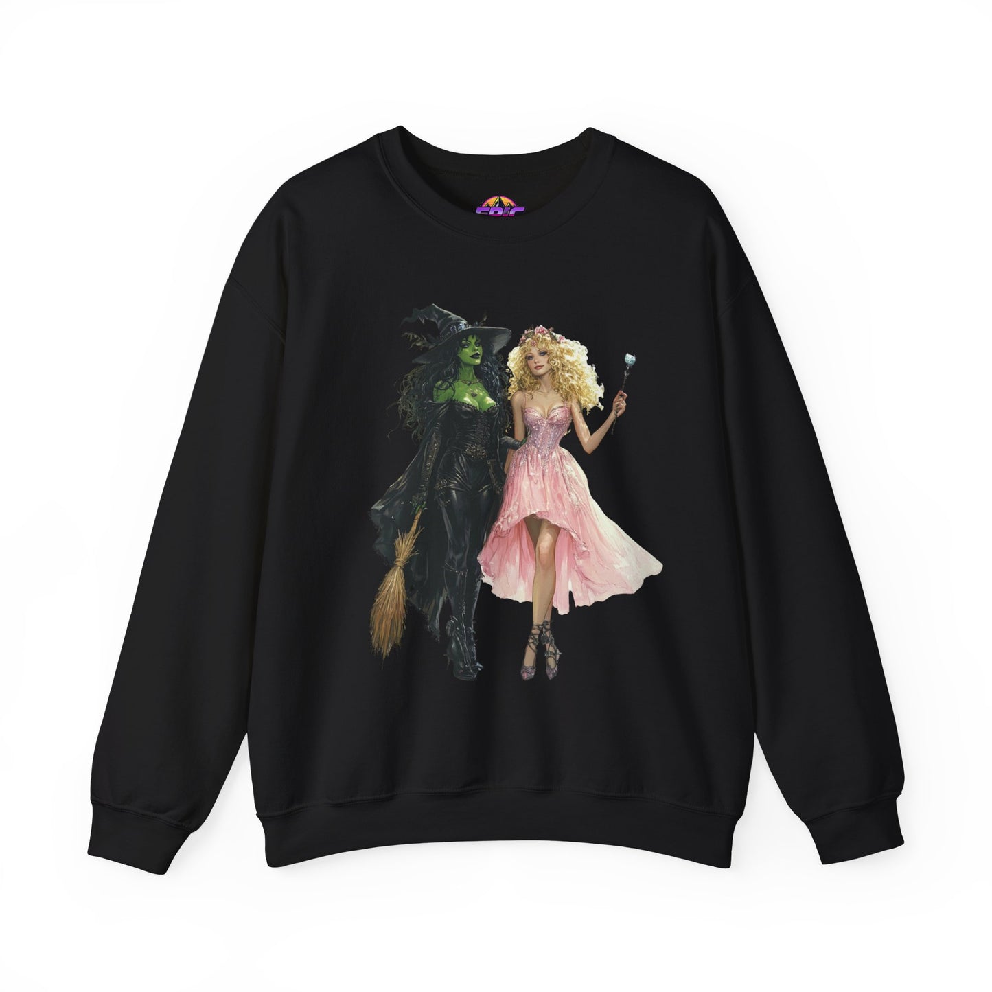 Enchanting Duo Sweatshirt – Elphaba and Glinda-Inspired Art Heavy Blend™ Crewneck Sweatshirt