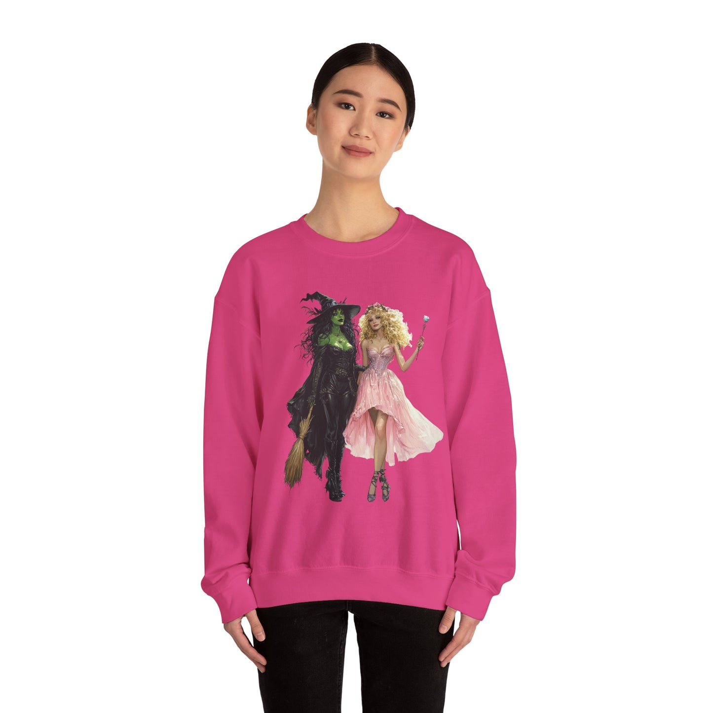 Enchanting Duo Sweatshirt – Elphaba and Glinda-Inspired Art Heavy Blend™ Crewneck Sweatshirt