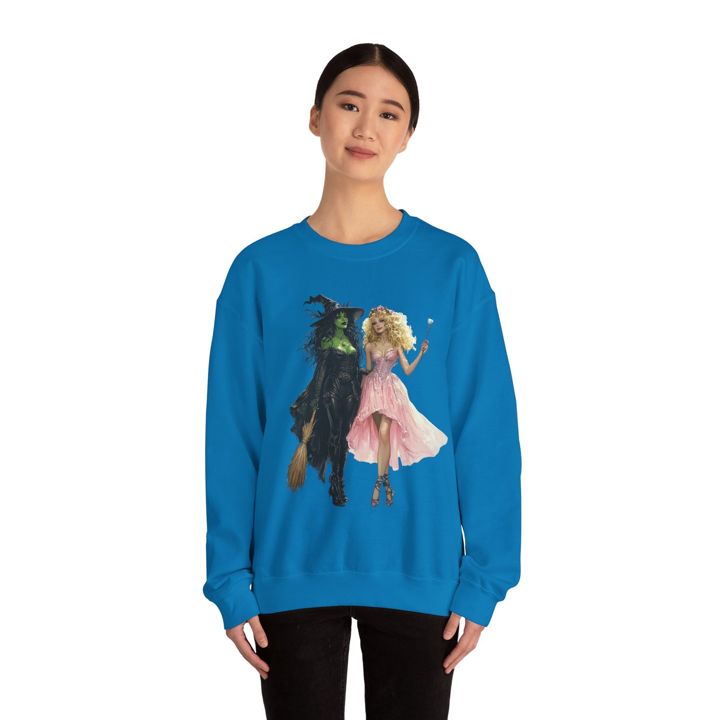 Enchanting Duo Sweatshirt – Elphaba and Glinda-Inspired Art Heavy Blend™ Crewneck Sweatshirt